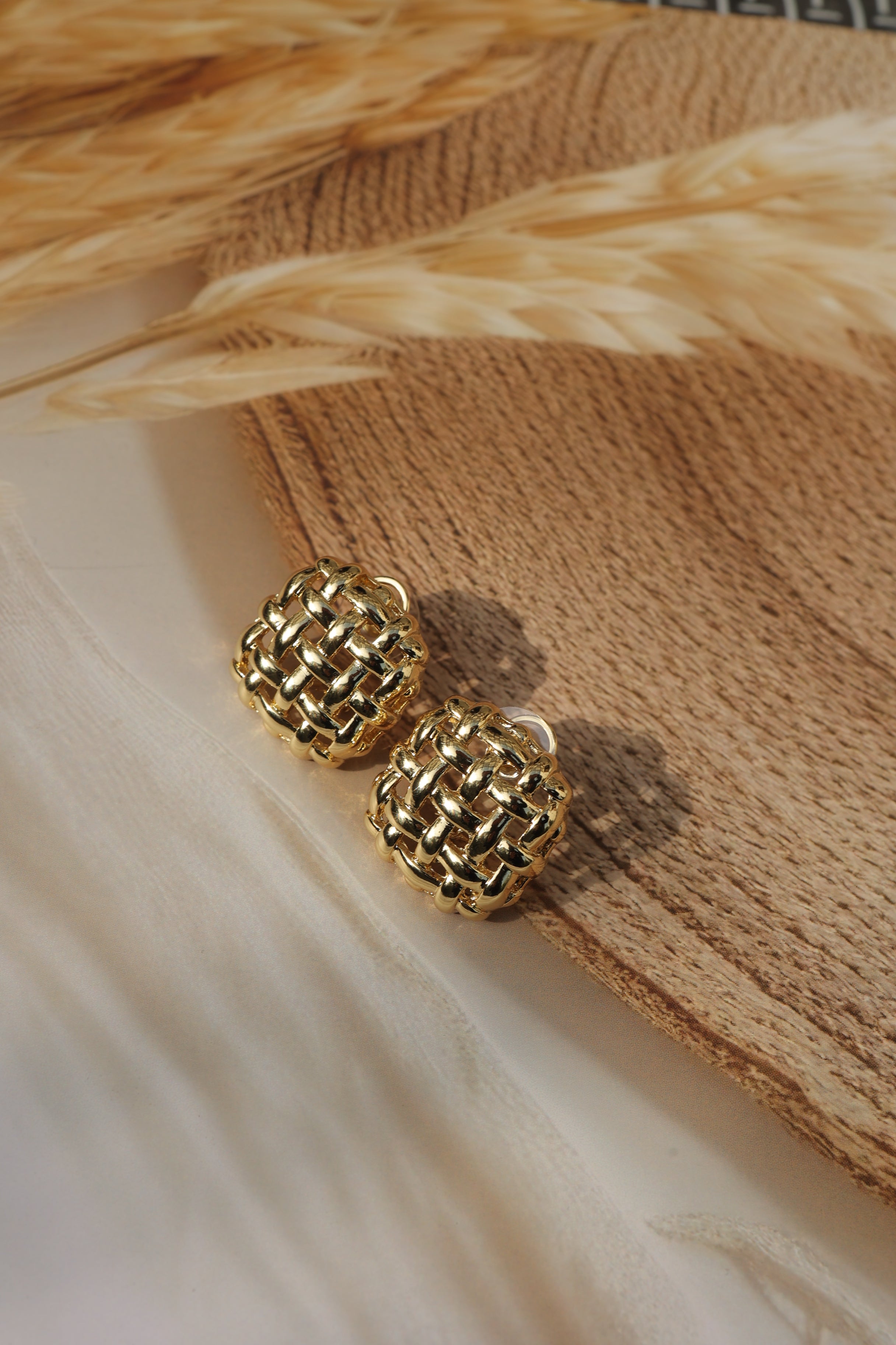 gold weave earrings